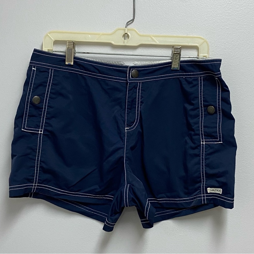 Nautica Navy Swim Shorts with White Topstitching size Medium
